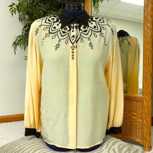 Exit Shops Silk Blouse with Beaded Design